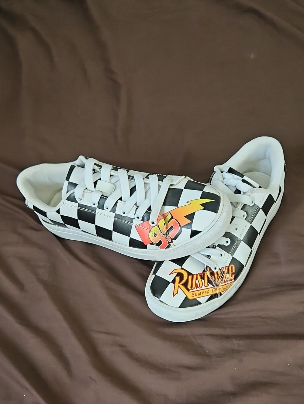 Lightning McQueen Disney "Cars" Movie Lace-Up Sneakers - Black & White